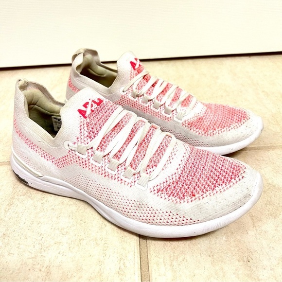 APL Women's TechLoom Breeze White / Fire Coral / White lightweight sneakers 10M - Picture 1 of 9